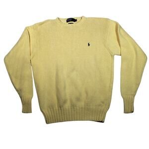 Vintage Polo Ralph Lauren Sweater Mens Small Yellow Cotton 90s Coastal Preppy